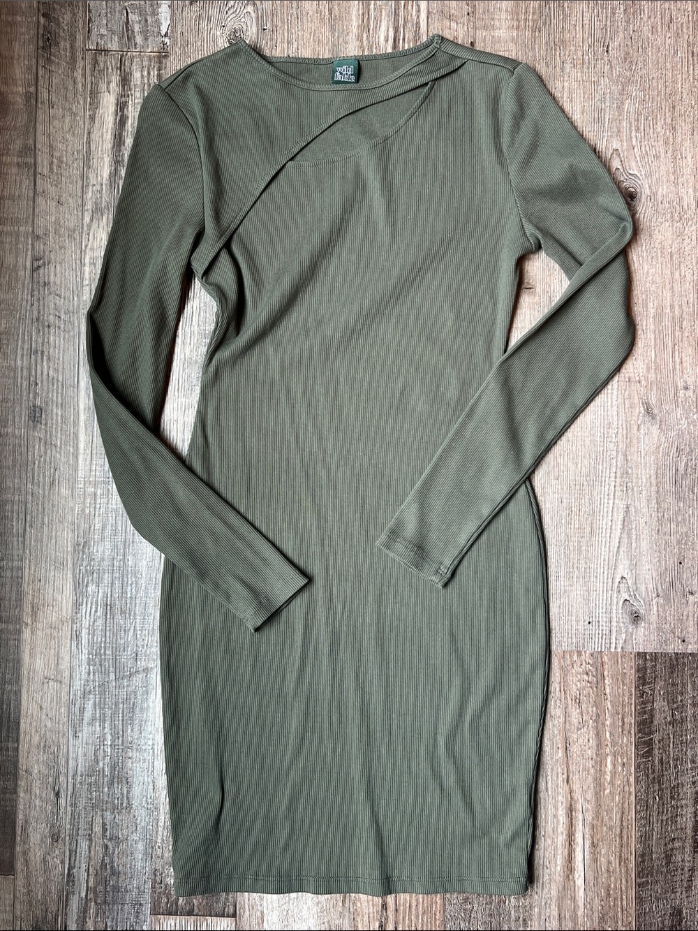 Olive green ribbed dress